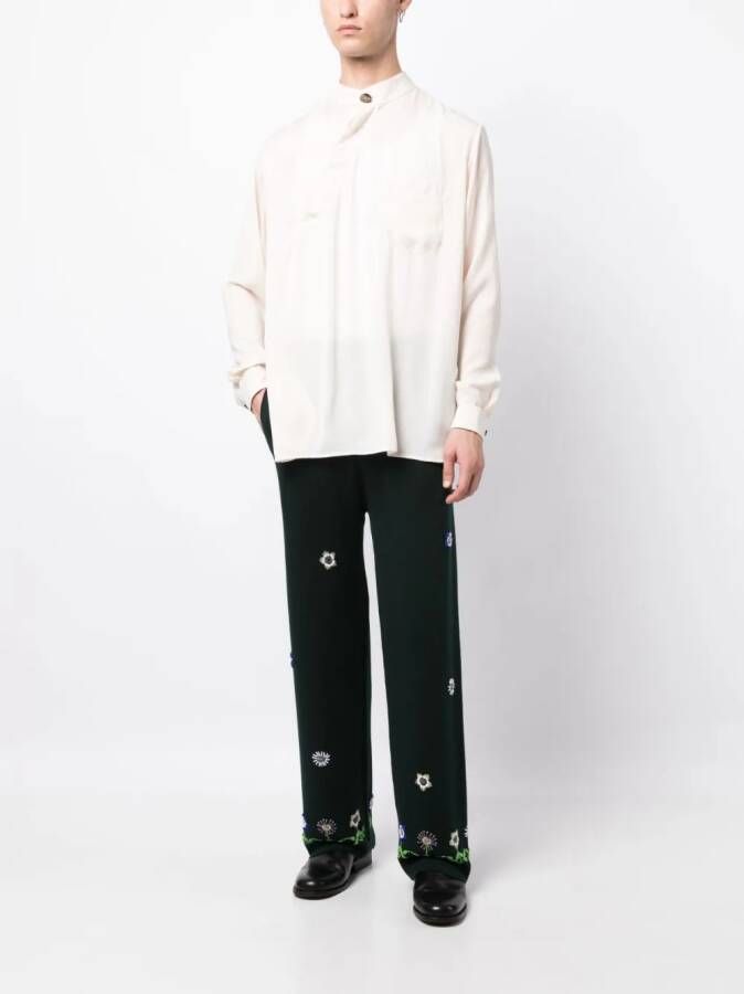 BODE Broek met geborduurde bloemen Groen