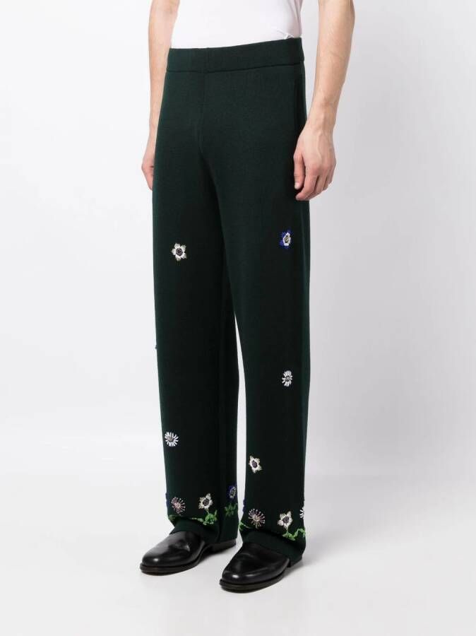 BODE Broek met geborduurde bloemen Groen