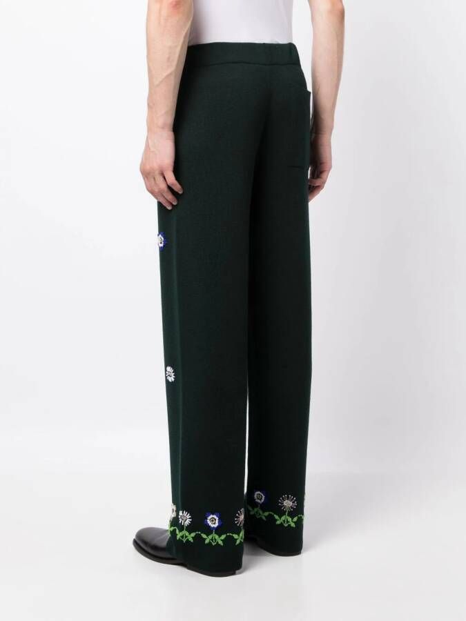 BODE Broek met geborduurde bloemen Groen