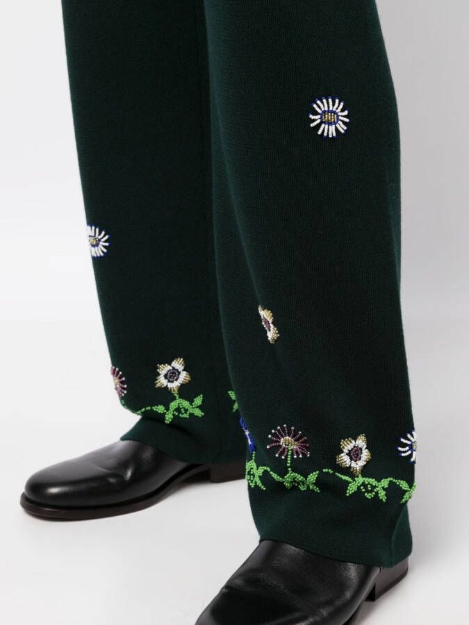 BODE Broek met geborduurde bloemen Groen