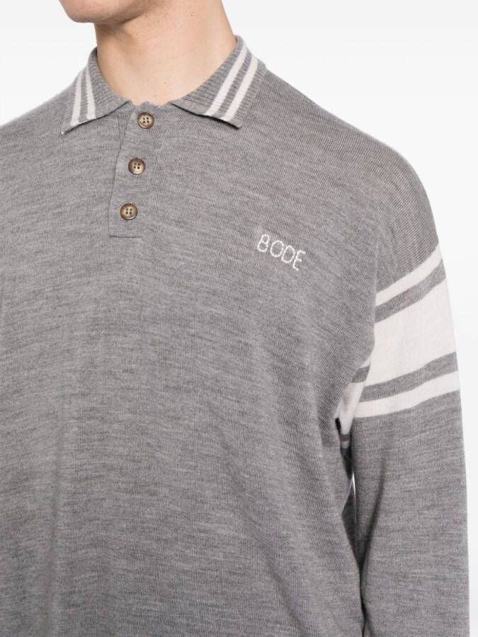 BODE Gestreept poloshirt Grijs