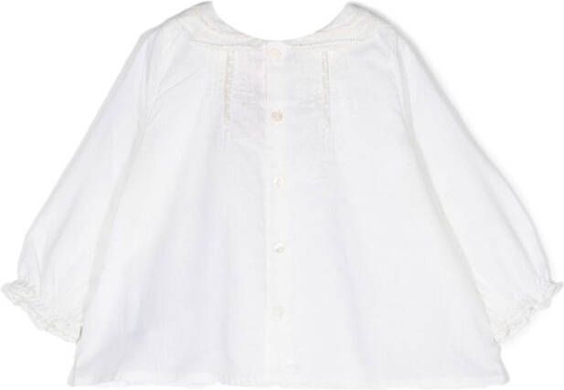 Bonpoint Blouse met afwerking van kant Beige