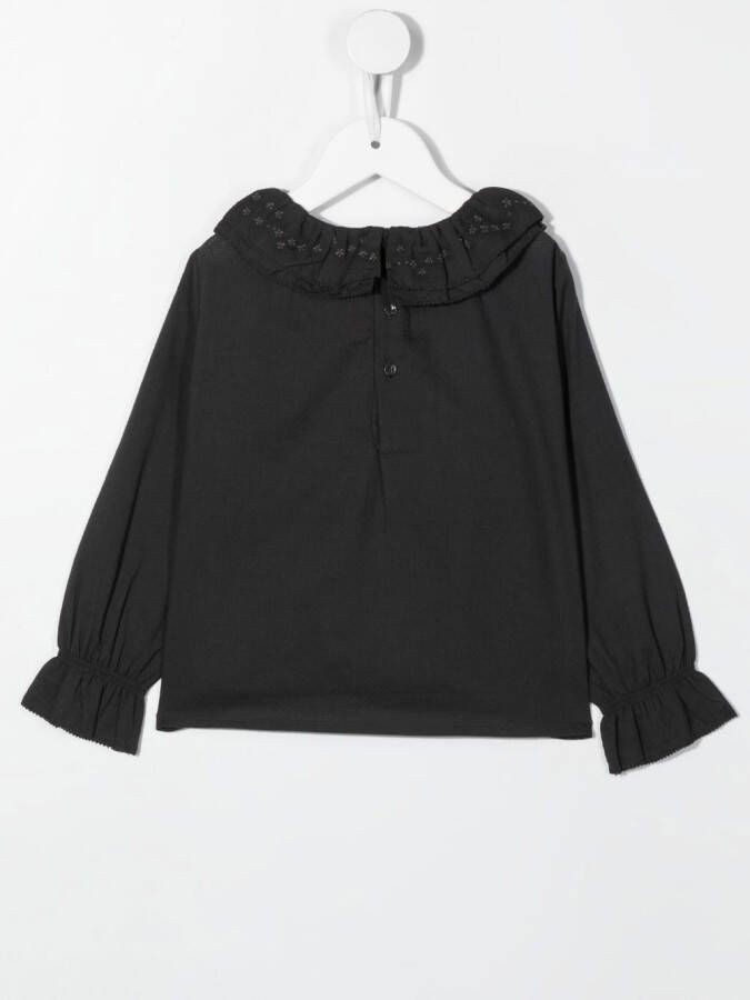 Bonpoint Blouse met geborduurde bloemen Grijs