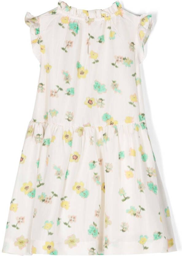 Bonpoint Jurk met bloemenprint Beige