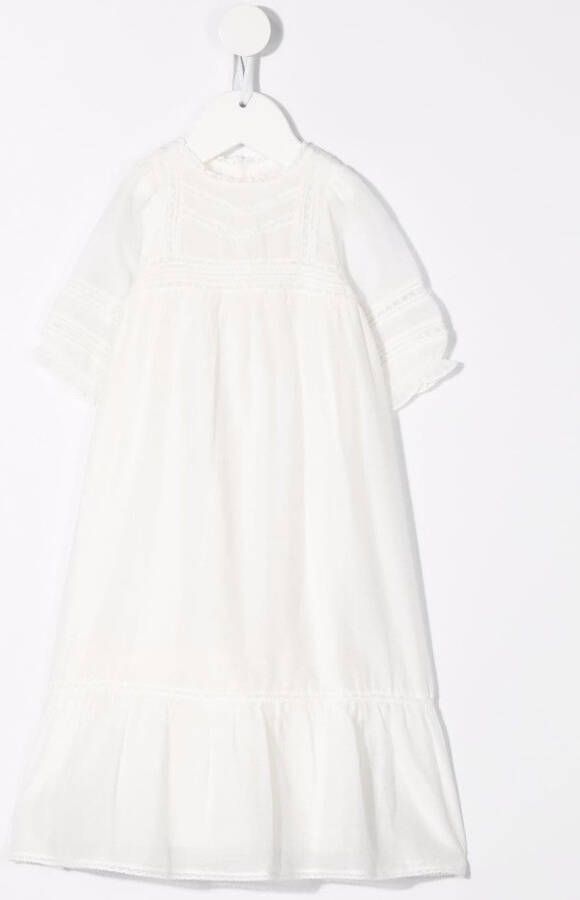 Bonpoint Maxi-jurk met afwerking van kant Beige