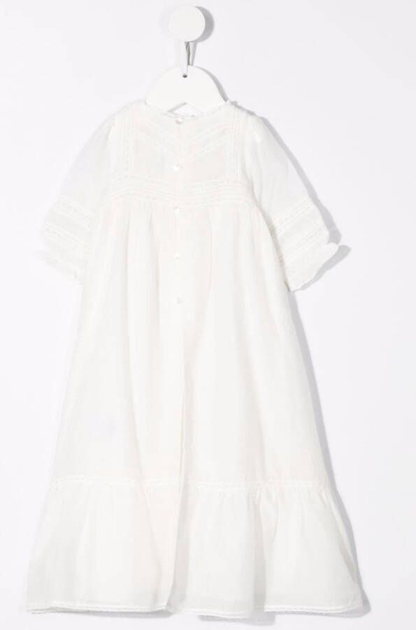 Bonpoint Maxi-jurk met afwerking van kant Beige
