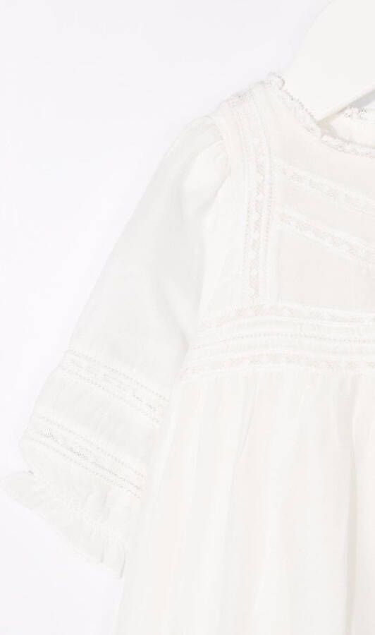 Bonpoint Maxi-jurk met afwerking van kant Beige
