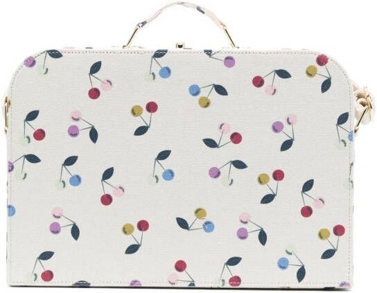 Bonpoint Schoudertas met kersenprint Wit