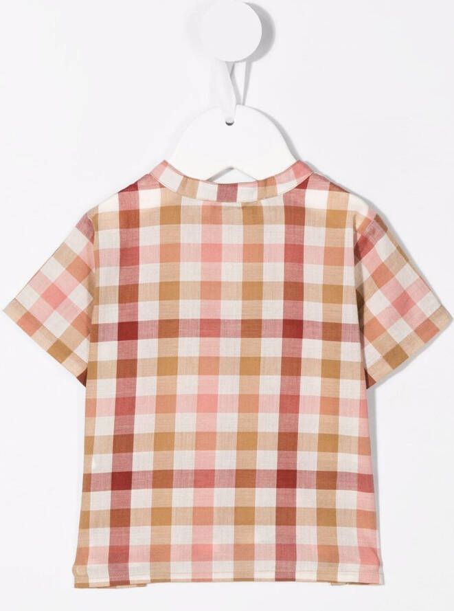 Bonpoint Shirt met gingham ruit Beige