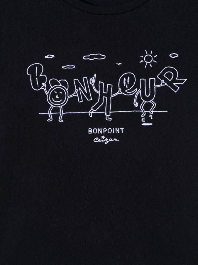 Bonpoint T-shirt met geborduurd logo Blauw