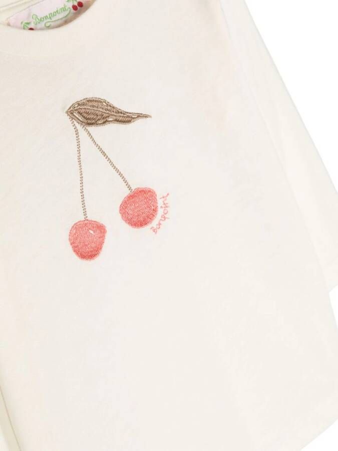 Bonpoint T-shirt met kersenprint Beige