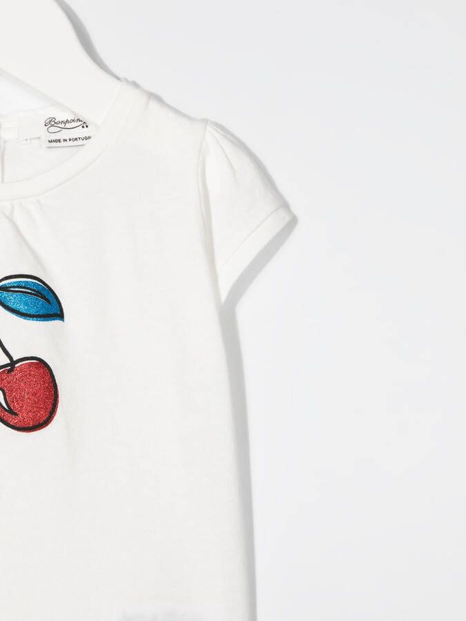 Bonpoint T-shirt met kersenprint Wit