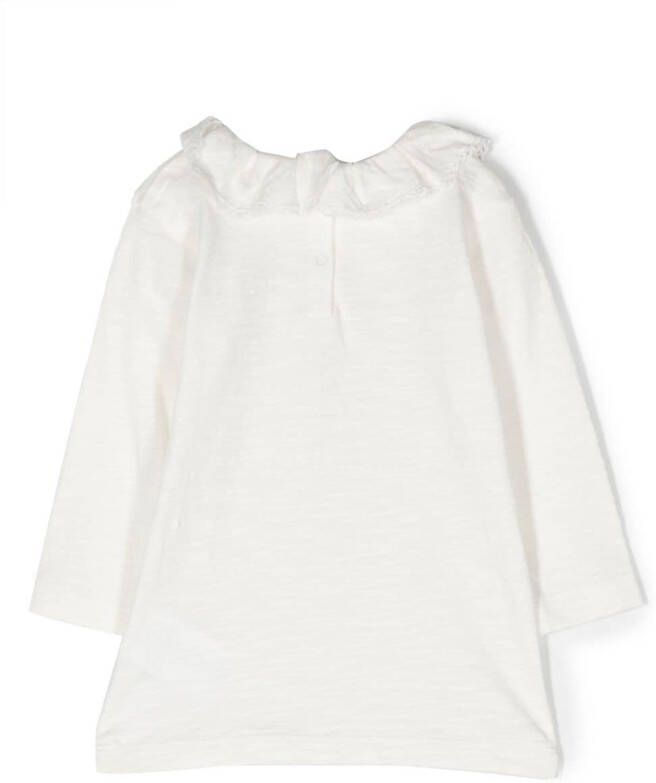Bonpoint T-shirt met ruchekraag Wit
