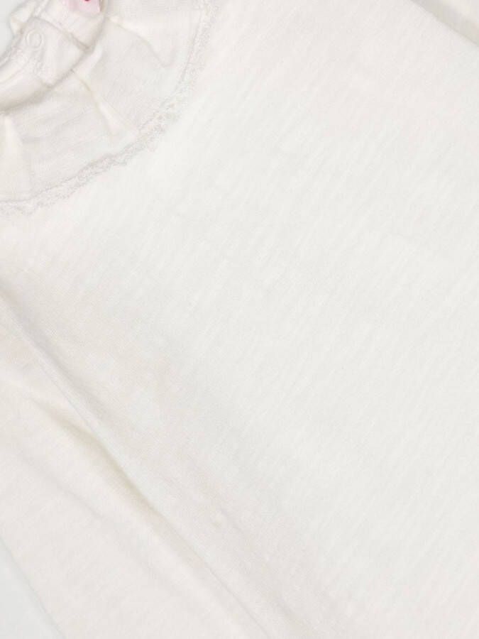 Bonpoint T-shirt met ruchekraag Wit