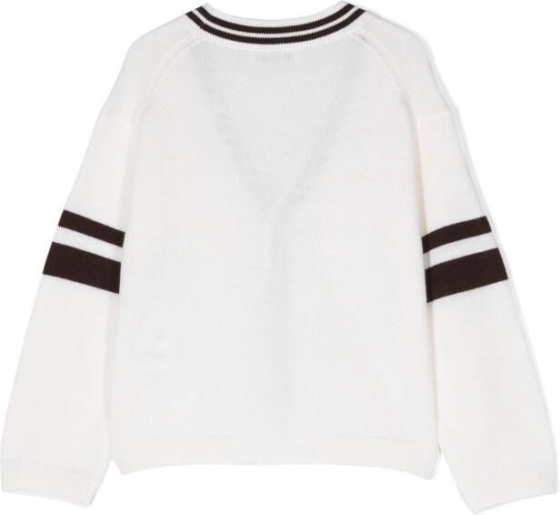 Bonpoint Vest met gestreepte afwerking Wit
