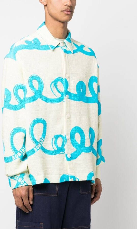 Bonsai Shirtjack met tie-dye print Beige