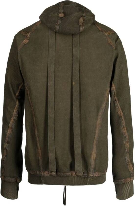 Boris Bidjan Saberi Jack met gerafeld effect en capuchon Groen