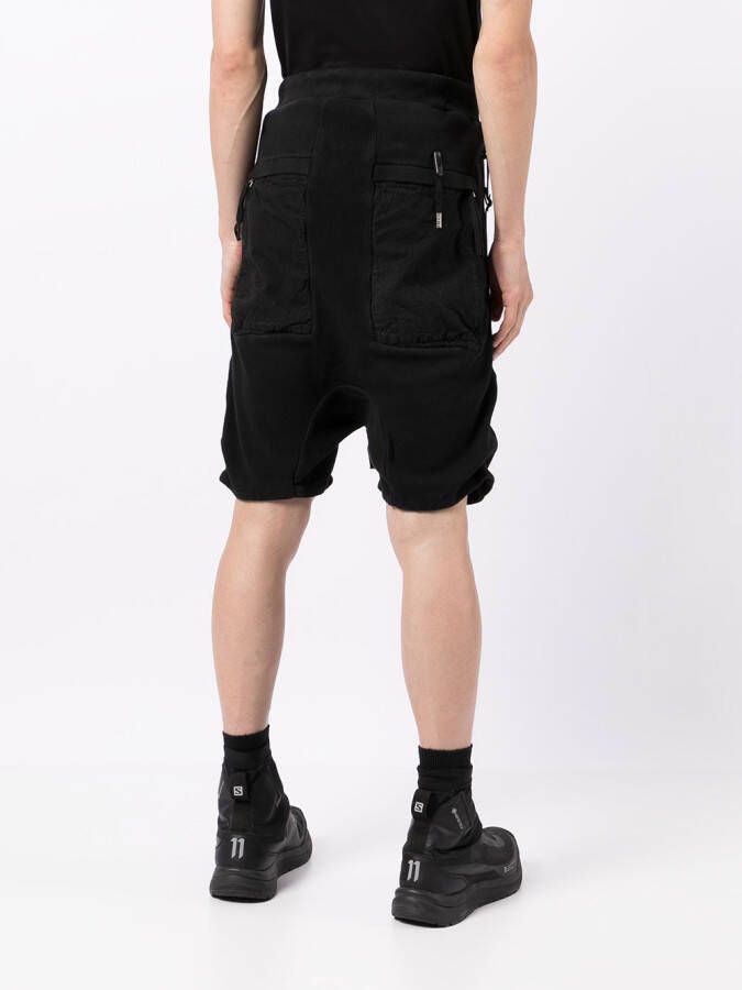 Boris Bidjan Saberi Shorts met verlaagd kruis Zwart
