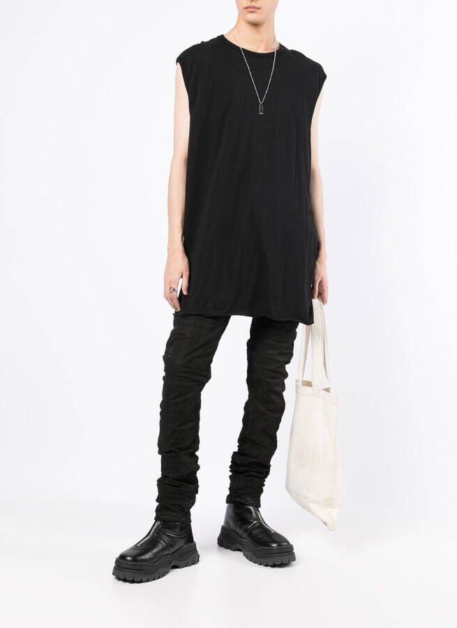 Boris Bidjan Saberi Tanktop met gerafelde afwerking Zwart