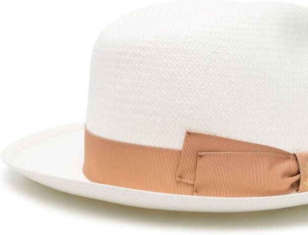 Borsalino Fedora hoed met lint Wit