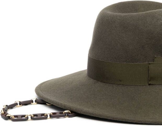 Borsalino Fedora hoed met lint Groen