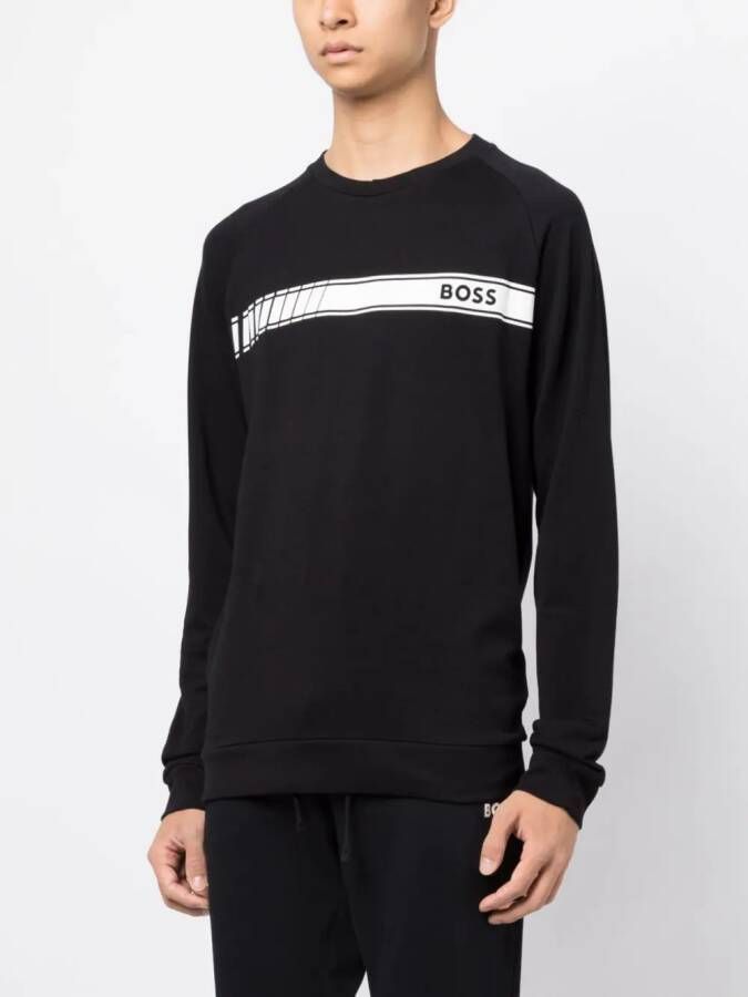 BOSS Katoenen sweater Zwart