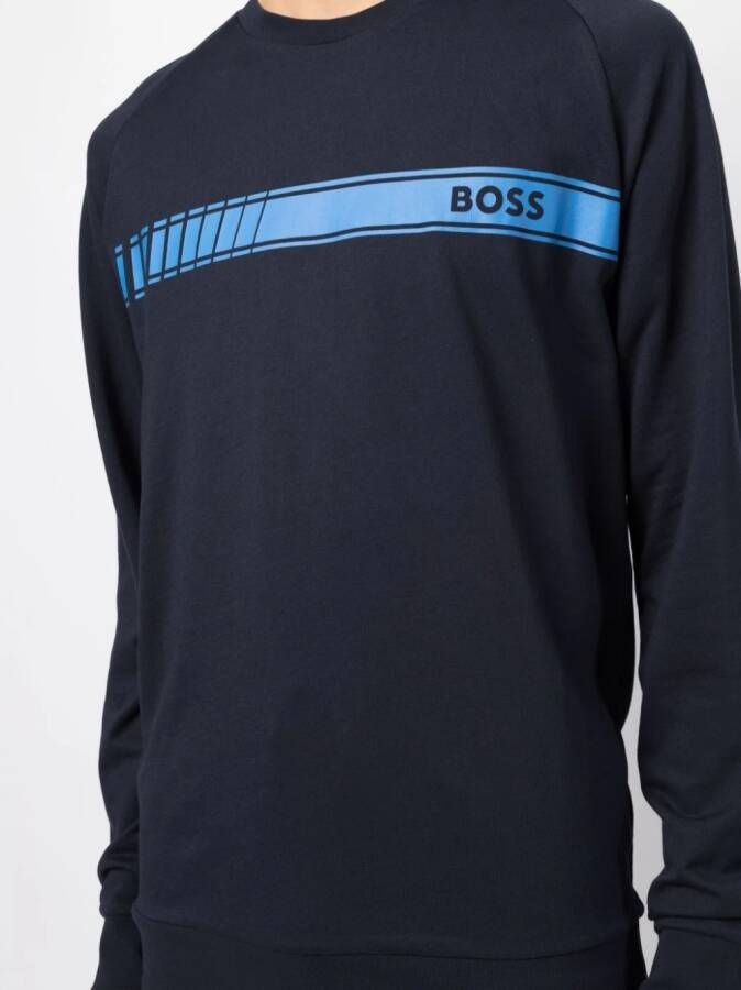 BOSS Sweater met logoprint Blauw