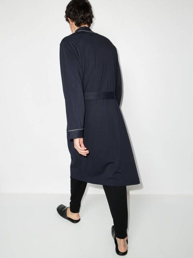 BOSS Badjas met geborduurd logo Blauw