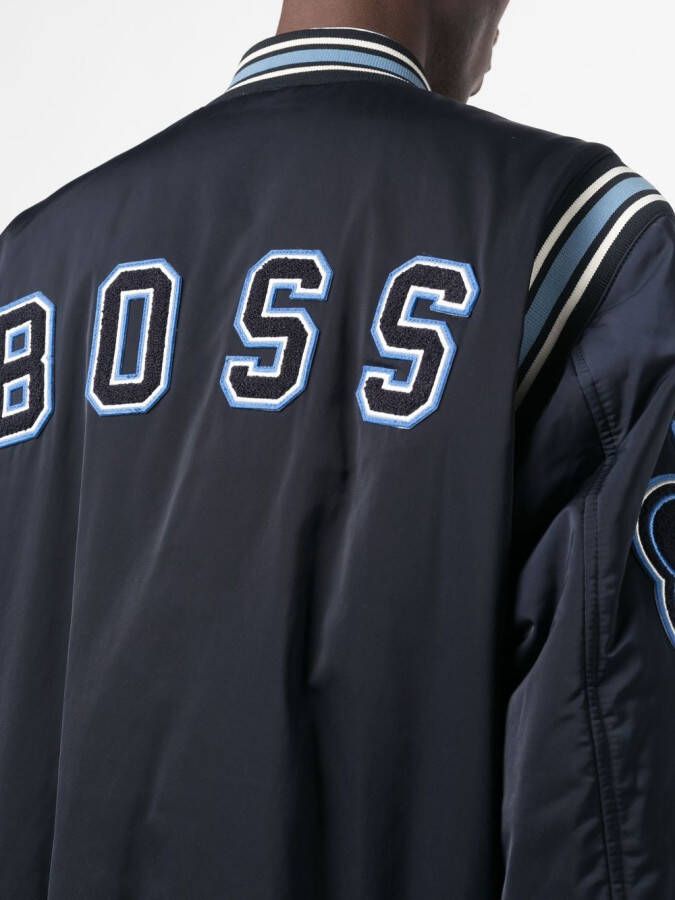 BOSS Bomberjack met logopatch Blauw