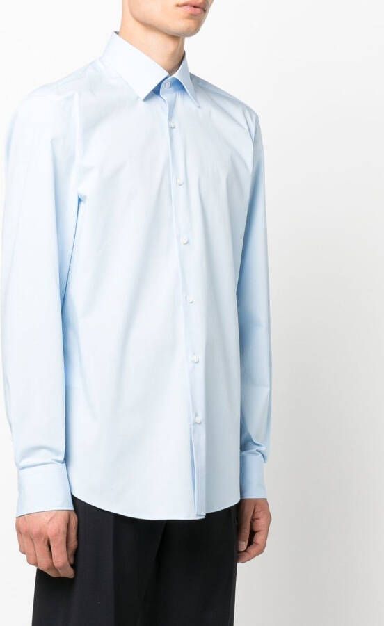 BOSS Getailleerd overhemd Blauw