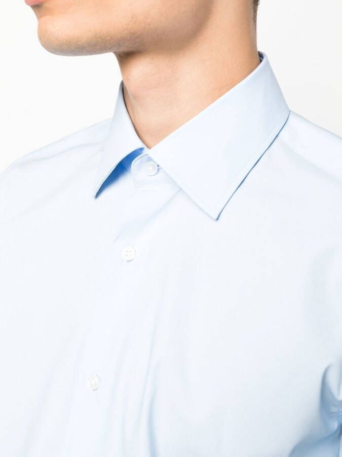 BOSS Getailleerd overhemd Blauw