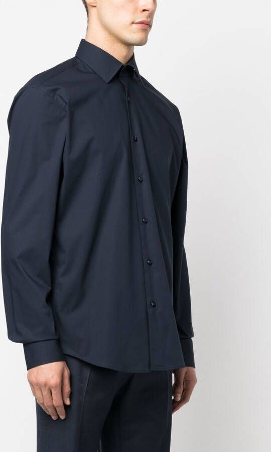 BOSS Getailleerd overhemd Blauw