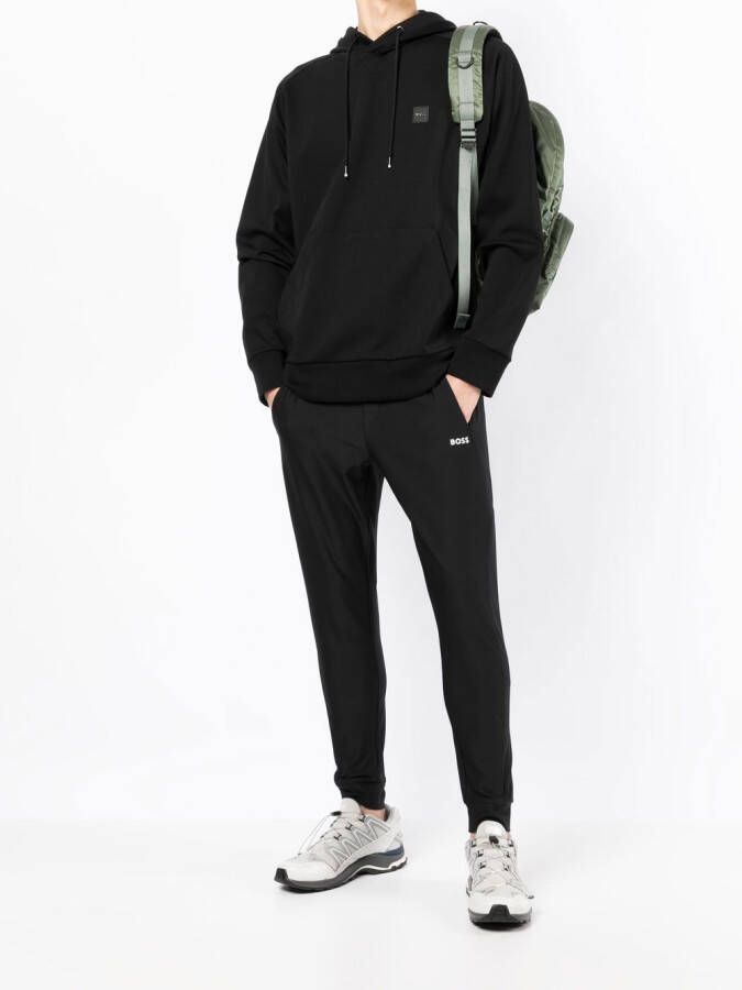BOSS Hoodie met logopatch Zwart