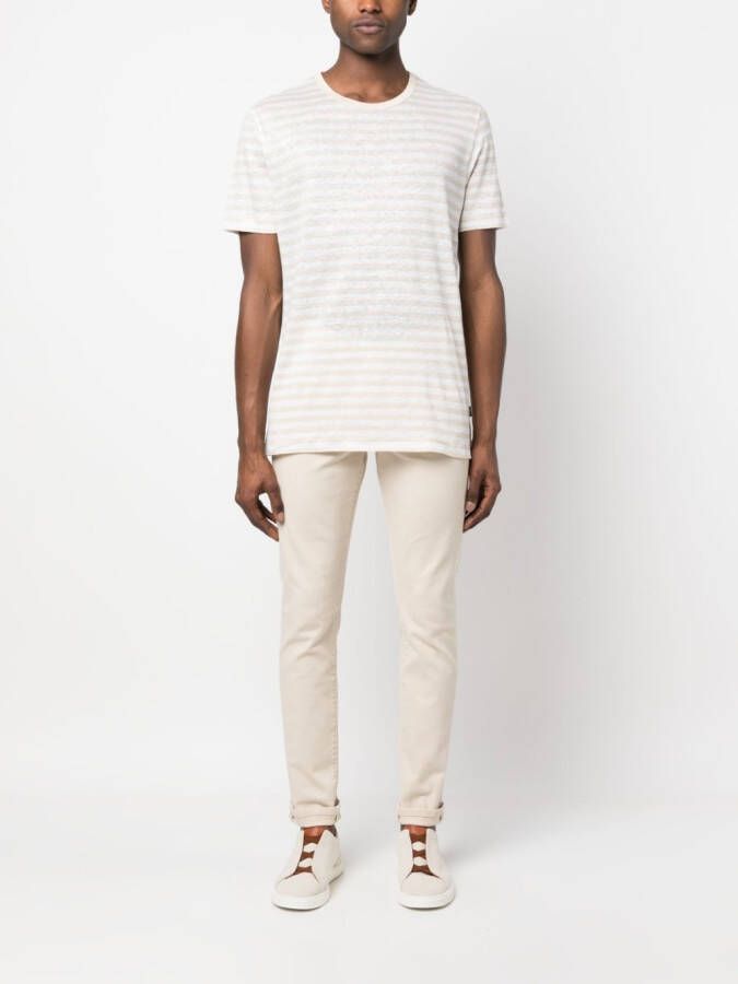 BOSS T-shirt met horizontale streep Beige