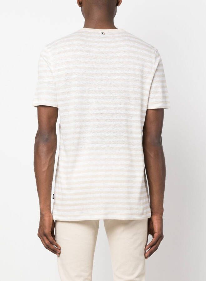 BOSS T-shirt met horizontale streep Beige