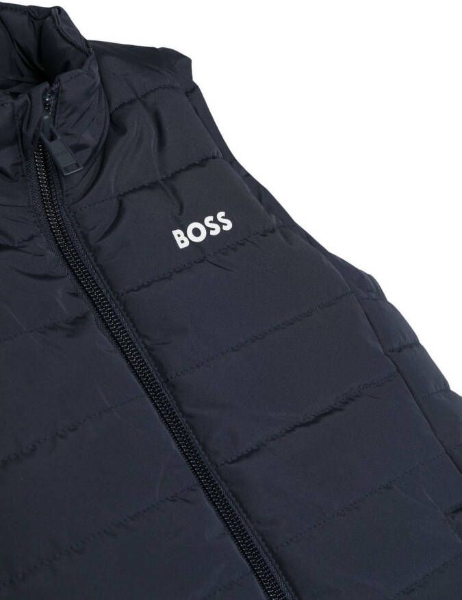 BOSS Kidswear Bodywarmer met logoprint Blauw