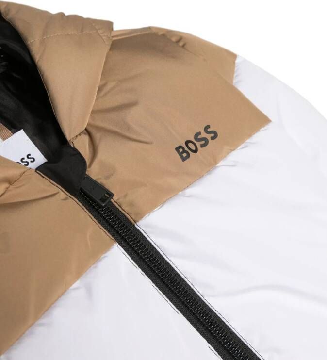 BOSS Kidswear Donsjack met logoprint Beige