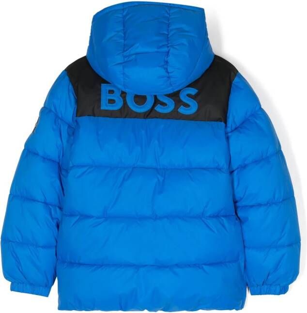 BOSS Kidswear Donsjack met logoprint Blauw
