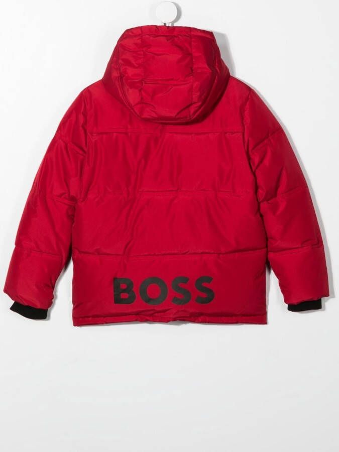 BOSS Kidswear Donsjack met logoprint Rood