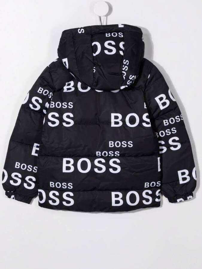 BOSS Kidswear Donsjack met logoprint Zwart