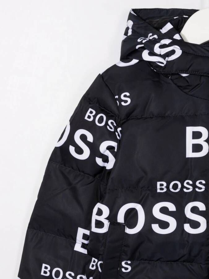 BOSS Kidswear Donsjack met logoprint Zwart