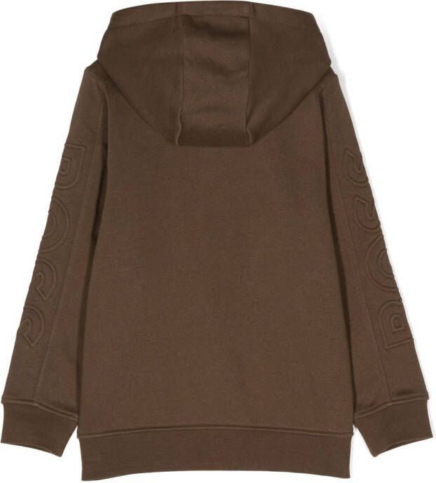 BOSS Kidswear Hoodie met logo-reliëf Bruin