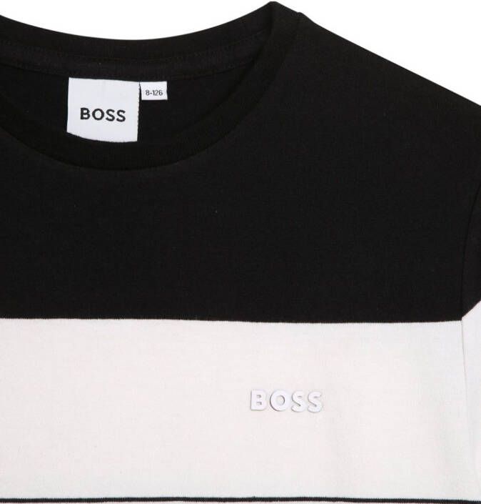 BOSS Kidswear Gestreept T-shirt Zwart