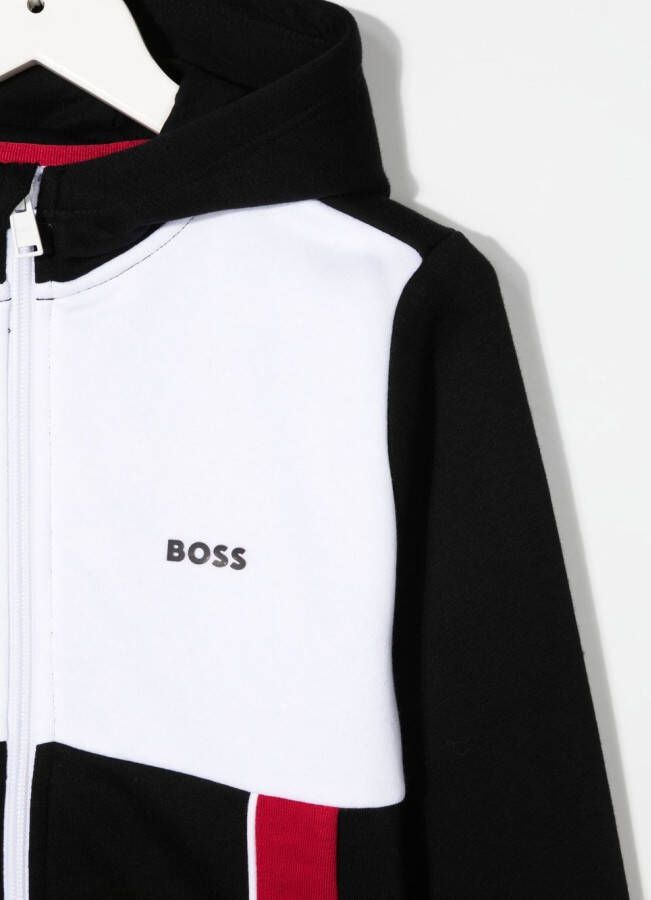 BOSS Kidswear Hoodie met colourblocking Zwart