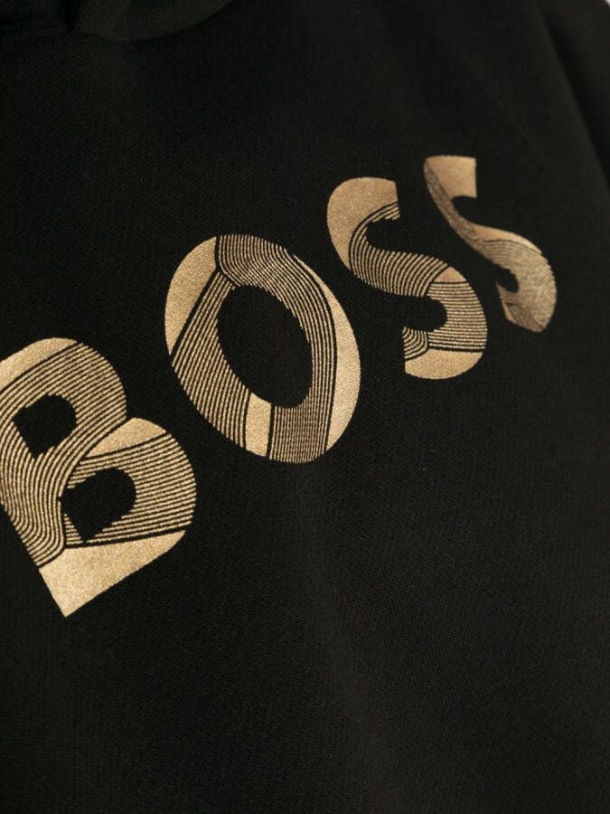 BOSS Kidswear Hoodie met geborduurd logo Zwart