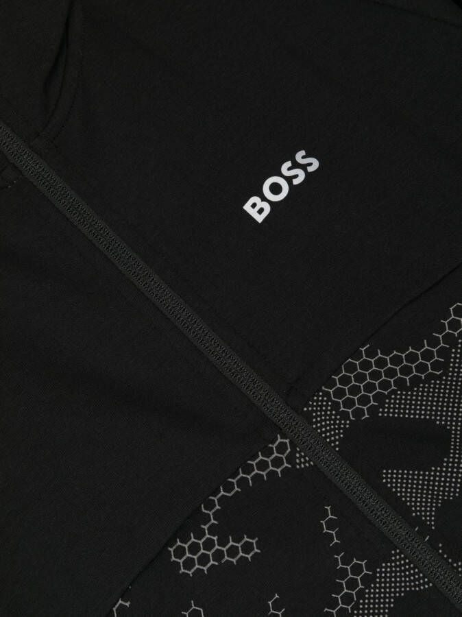BOSS Kidswear Hoodie met grafische print Zwart