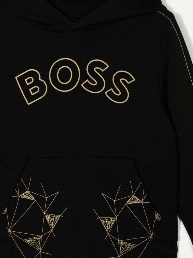 BOSS Kidswear Hoodie met logoprint Zwart