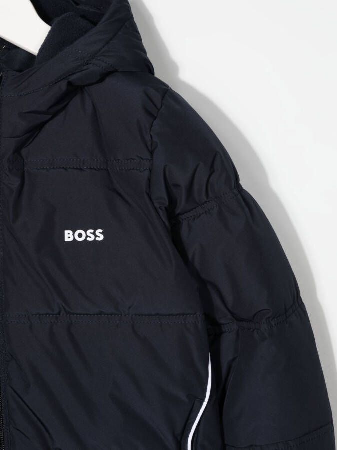 BOSS Kidswear Jas met logoprint Blauw