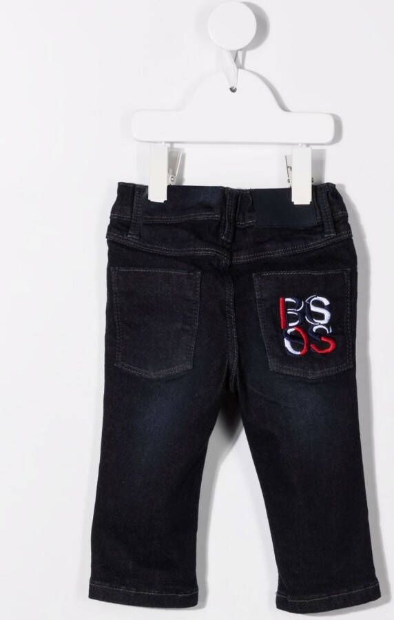 BOSS Kidswear Jeans met geborduurd logo Blauw