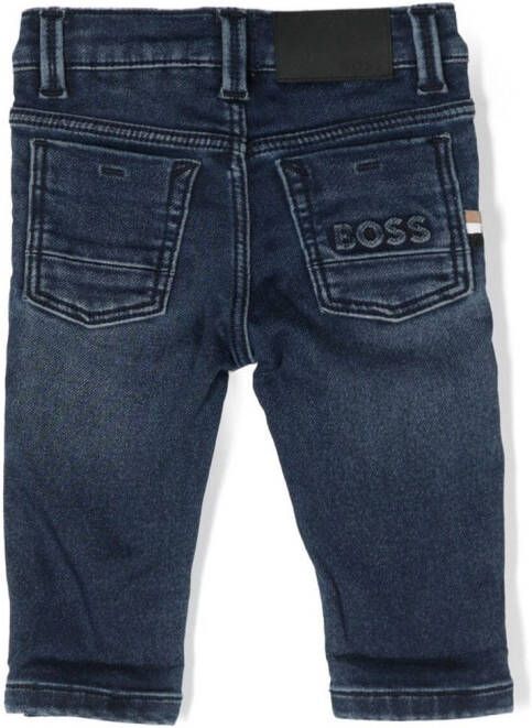 BOSS Kidswear Jeans met logo-reliëf Blauw